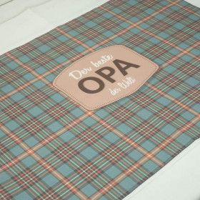 Der beste Opa der Welt/ check retro- Cotton woven fabric panel (50cmx75cm)