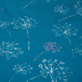 GLITTER DANDELIONS (DRAGONFLIES AND DANDELIONS) - looped knit fabric