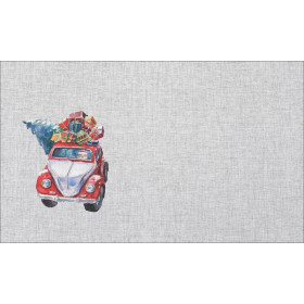 SANTA’S CART - acid wash grey - jute - Cotton woven fabric panel / Choice of sizes