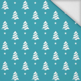 CHRISTMAS TREES WITH STARS / dark turquoise - looped knit 