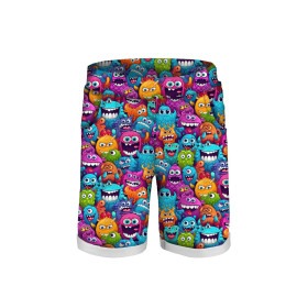 KID`S SHORTS (RIO) - CRAZY MONSTERS PAT. 3 - looped knit fabric 