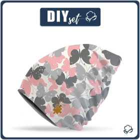 "Beanie" cap - BUTTERFLIES / pink 44-47