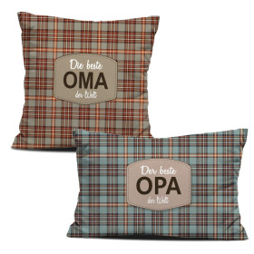 DECORATIVE PILOWS - Die beste Oma/ Der beste Opa der Welt / check retro