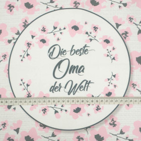 Die beste Oma der Welt/ painted flowers- Cotton woven fabric panel (50cmx75cm)