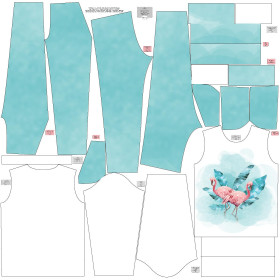 Children's tracksuit (MILAN) - FLAMINGOS pat. 2 / white - sewing set