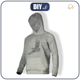 MEN’S HOODIE (COLORADO) - GEOMETRIC EAGLE (ADVENTURE) / melange light  grey - sewing set 