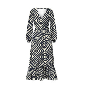 WRAP FLOUNCED DRESS (ABELLA) - GEOMETRIC PAT. 4 - sewing set