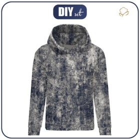 CLASSIC WOMEN’S HOODIE (POLA) - GRUNGE (navy) - looped knit fabric 