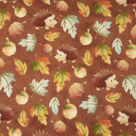HEDGEHOGS IN LEAVES (AUTUMN GIRL) - looped knit fabric