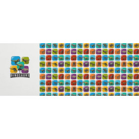 DINO TILES PAT. 2 / mint - Panoramic panel - looped knit fabric with elastane