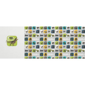 DINO TILES PAT. 3 / green - Panoramic panel - looped knit fabric with elastane