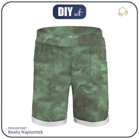 KID`S SHORTS (RIO) - CAMOUFLAGE pat. 2 / olive - looped knit fabric 