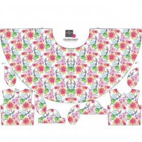 KID'S DRESS "MIA" - HUMMINGBIRDS AND FLOWERS - sewing set