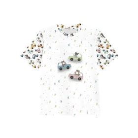 KID’S T-SHIRT - COLORFUL CARS pat. 3 (CITY BEARS) - single jersey