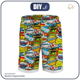 KID`S SHORTS (RIO) - COMIC BOOK - looped knit fabric 