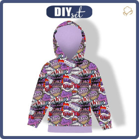 KID'S HOODIE (ALEX) - COMIC BOOK (purple - red) - sewing set