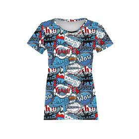 WOMEN’S T-SHIRT - COMIC BOOK (blue - red)  - single jersey