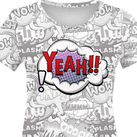 WOMEN’S T-SHIRT - COMIC BOOK / yeah (purple - red) - single jersey