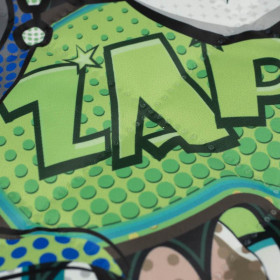 COMIC BOOK (green - blue) - Quilted nylon fabric 