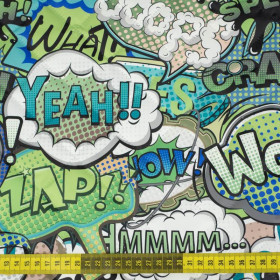 COMIC BOOK (green - blue) - Quilted nylon fabric 