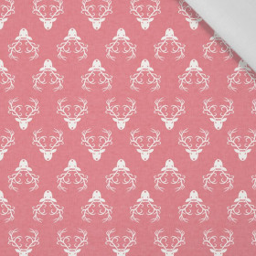 REINDEER’S HEADS / coral - Cotton woven fabric