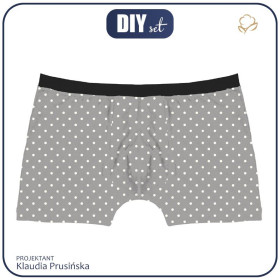 MEN'S BOXER SHORTS - WHITE DOTSIES / grey 