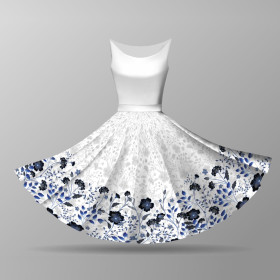 FLOWERS (pattern no. 5 navy) / white - circle skirt panel