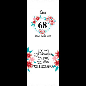 Girlish care tag "FLOWERS " EN - 9 pcs set / Choice of sizes