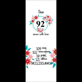 Girlish care tag "FLOWERS " EN - 9 pcs set / Choice of sizes