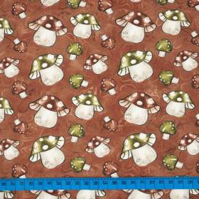 FOREST MUSHROOMS pat. 1 / brown - looped knit fabric