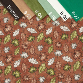 FOREST LEAVES pat. 1 / brown - looped knit fabric