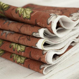 FOREST LEAVES pat. 1 / brown - looped knit fabric