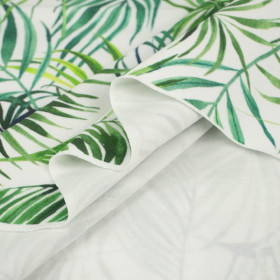 PALM LEAVES pat. 4 / white - single jersey with elastane 
