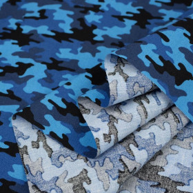 MINI CAMOUFLAGE / blue - POPLIN 100% cotton 