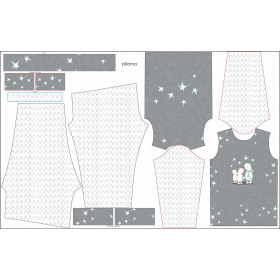 CHILDREN'S PAJAMAS " MIKI" - TEDDIES AND STARS / acid grey (MAGICAL CHRISTMAS FOREST) - sewing set