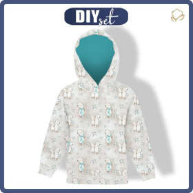 KID'S HOODIE (ALEX) - TEDDIES AND STARS / beige (MAGICAL CHRISTMAS FOREST) - sewing set