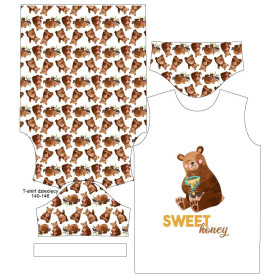 KID’S T-SHIRT (128/134) - BEARS MIX (BEARS AND BUTTERFLIES) - single jersey