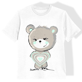 KID’S T-SHIRT- BEAR (mint) / Heart -  single jersey