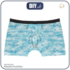 MEN'S BOXER SHORTS - CAMOUFLAGE - scribble / light blue