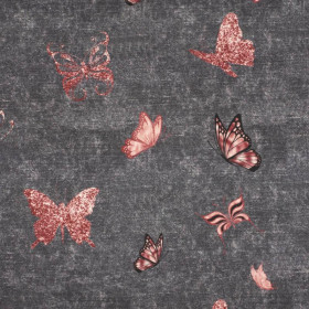 BUTTERFLIES (GLITTER BUTTERFLIES) / ACID WASH GREY - looped knit fabric