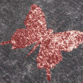 BUTTERFLIES (GLITTER BUTTERFLIES) / ACID WASH GREY - looped knit fabric