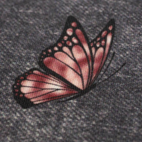 BUTTERFLIES (GLITTER BUTTERFLIES) / ACID WASH GREY - looped knit fabric