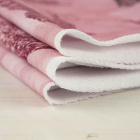 BUTTERFLIES (GLITTER BUTTERFLIES) / CAMOUFLAGE pat. 2 (rose quartz) - looped knit fabric