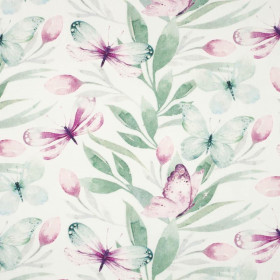 BUTTERFLIES MIX PAT.1 (WATER-COLOR BUTTERFLIES) - looped knit fabric