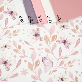 BUTTERFLIES MIX PAT. 2 (WATER-COLOR BUTTERFLIES) - looped knit fabric