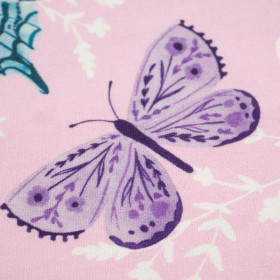 BUTTERFLIES PAT. 5 / pink (PURPLE BUTTERFLIES) - single jersey with elastane 