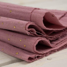GOLDEN DOTS / LIGHT HEATHER - Cotton muslin