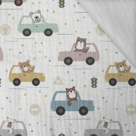COLORFUL CARS / traffic lights (CITY BEARS) - Cotton muslin