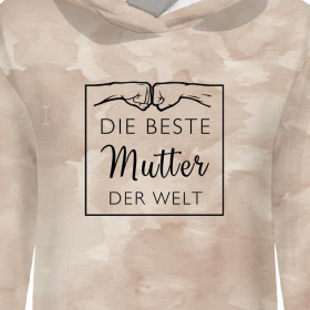 CLASSIC WOMEN’S HOODIE (POLA) - DIE BESTE MUTER DER WELT / CAMOUFLAGE pat. 2 (beige) - looped knit fabric 