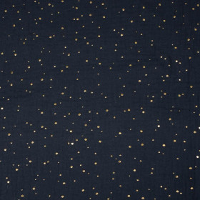 GOLDEN DOTS / navy - Cotton muslin